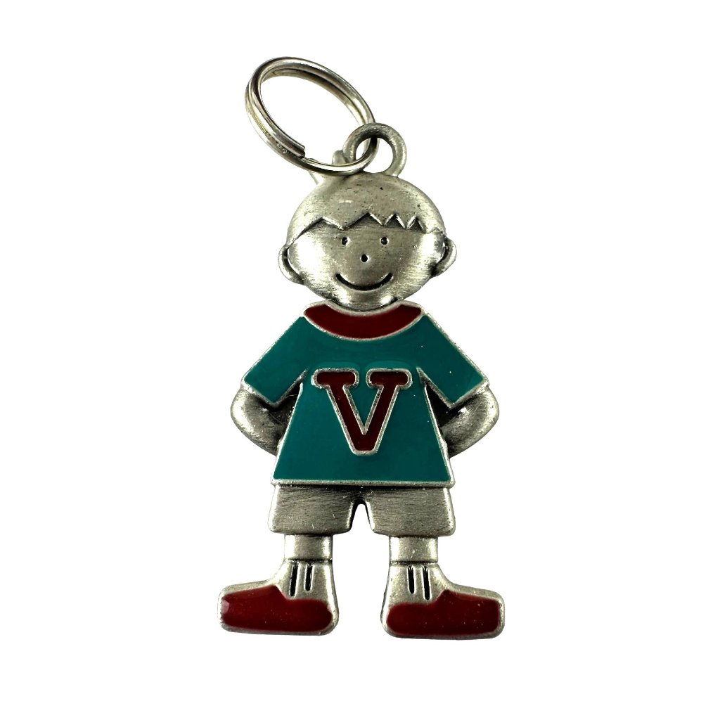 Ganz Silver Tone Enamel Charm Pendant Little Boy V Monogram Initial Letter 14$